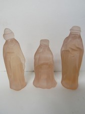 The Glass Gallery Pink Frosted Glass 3 Wise Men Magi Nativity Figurines picture