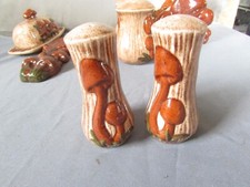 Vintage Ceramic Arnels Mushroom Small Salt And Pepper Shakers Cottagecore Shroom picture