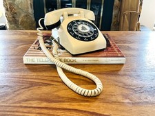Vintage Western Electric WORKING MCM Telephone, Tan Black Rotary Dial Desk Phone picture
