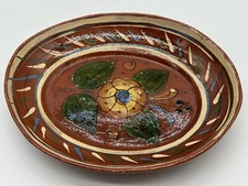 Vintage Hand Painted Handmade Oval Televera Bowl 12”x8” Mexico picture