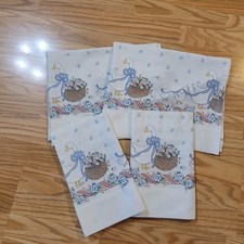 Vintage Set of 4 Kitchen Curtains Goose Geese Flowers Ribbon Granny Cottage Farm picture
