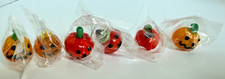 Mixed Set of 6 Mini Miniature Glass Pumpkin/Jack-O-Lantern Figurines Approx 3/4