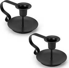 Black Taper Candle Holders Set of 2, Iron Candlestick Holders picture