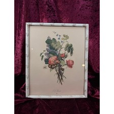 Vintage Framed Botanical Print – Hydrangea Floral Bouquet Bamboo Style Frame picture