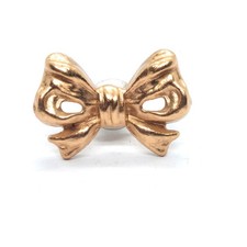 Vintage Dimensional Bow Ribbon Pin Metal Knot Retro Costume Lapel Brooch picture