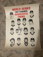 1987 World Series Champs Poster Minnesota Twins Signed Everett Hays VG Original picture