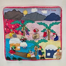 Vintage Peruvian Arpillera Wall Embroidery Textile Art “Cosecha de …” 19