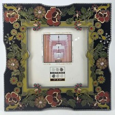 Art Deco Nouveau inspired floral jeweled enamel photo picture frame by Sixtrees picture