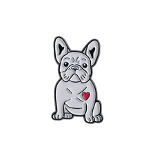 Cute French Bulldog Dog Enamel Pins Cartoon Animal Dog Red Heart Metal Brooches picture