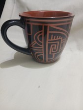 Aztec Design Pattern Black Brown Coffee Mug Cup Le Pro Ceramics picture