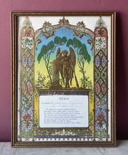 Victorian Mourning Print - Antique German Memorial Lithograph picture