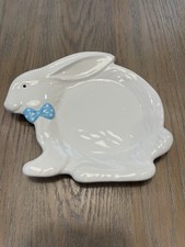 NEW YANKEE CANDLE Easter BUNNY HOP Large 22 oz Jar Candle PLATE White Ceramic picture