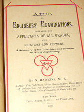VTG 1898 BOOK~HAWKINS' AIDS TO ENGINEERS EXAMINATIONS 1st ED STEAM ENGINEERING picture
