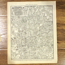 Antique 1937 map of Indianapolis Indiana 14”x11” picture