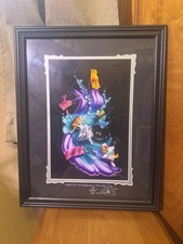 Disney Artist NOAH ELIAS FINE ART Alice In Wonderland  LITHO SIGNED TWICE Framed picture