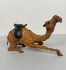 VINTAGE Collectable Handmade Leather Camel Figure Statue Missing Bridle See Pic picture