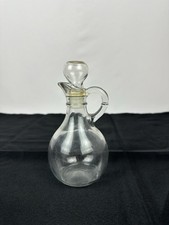 Vintage Glass 6” Cruet With Stopper Dispenser Pourer Server Oil & Vinegar -B33 picture