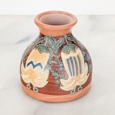 Pablo Seminario Peruvian pottery bud vase hand-painted with flowers picture