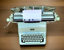 Vtg 1966 Hermes 9 Typewriter Seafoam Green Lg Platen Rare Wide-Carriage + Cover picture