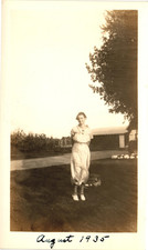 Vintage August 1935 Woman Outdoor Fashion Original B&W Snapshot Photograph picture