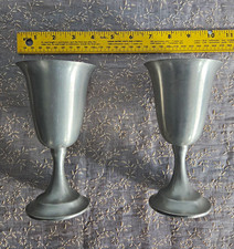 Leonard Genuine Pewter Goblets Cups, Set of 2, Made in Bolivia, Pewter picture