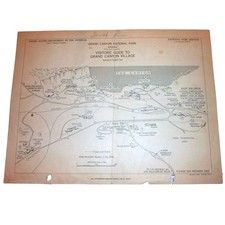 Vintage 1951 Grand Canyon National Park NPS Map Visitor Guide Village Ephemera picture