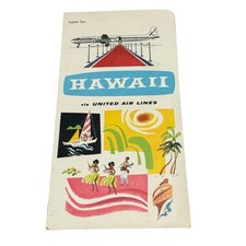 Vintage United Air Lines Hawaii Ticket Folder Map Labels Airmail Stamps Lot picture