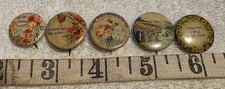 Antique Victorian Celluloid Pinback Button Scripture Floral Motto Whitehead Hoag picture