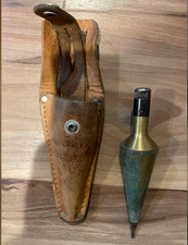 Vintage Lietz Brass Plumb Bob Model 8123-25 with Original Stamped Leather Sheath picture