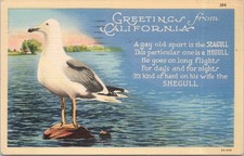 Greetings from California Poem Linen Postcard CT Art-Colortone picture