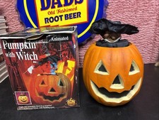 VTG Gemmy Halloween Animated PUMPKIN WITH Witch Sounds 1995 picture
