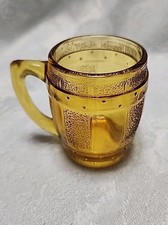 Vintage 1950's Amber Whiskey Barrel Shape Shot Glass /Tooth Pick- 2-1/2