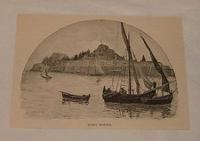 1893 magazine engraving ~ CORFU HARBOR Greece picture