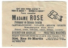 1910s Antique Madame Rose Spirit Medium Fortune Teller Paris Business Card picture
