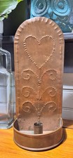 Vintage Handmade Punched Copper Soldered Hanging Candle Holder picture