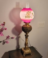 Antique Hubbard & Bradly GWTW Parlor Banquet 18th Century Electrified oil Lamp picture