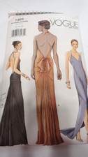 2000 VTG Vogue Patterns Sz 12 7365 Long Gown Plunging Back Halter Neck USED picture