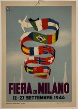 FIERA DI MILANO 1946 CARDBOARD ADVERTISING POSTER A. PIZZI MI picture