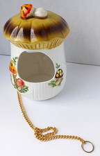 Vintage 70s Sears Merry Mushroom Hanging Planter/Bird Feeder w/Chain picture