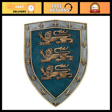 Medieval Three Lions Royal Coat of Arms Shield Wall Sculpture Home Decor Art picture