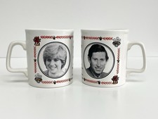 VTG Set of 2 Prince Charles Diana Spencer Royal Marriage Commemorative Mugs 1981 picture