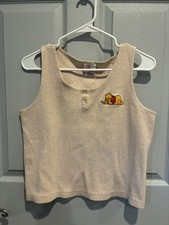VTG 90s The Disney Store Embroidered Winnie The Pooh Tank Top Medium Cream Top picture