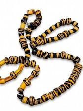 Antique VTG AFRICAN TRADE BEADS - 78 RATTLESNAKE MILLIFIORI Hand Strung Necklace picture