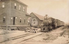 Railroad Depot Deward MI Michigan 1910 RPPC Photo Postcard COPY picture