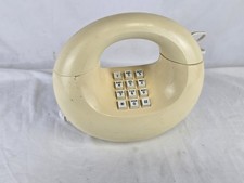 Vintage Western Electric White Yellow Sculptura Donut Push Button Telephone picture