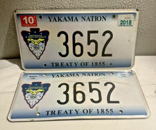 PAIR OF YAKAMA NATION CONFEDERATE TRIBES & BANDS TREATY 1855 AUTO LICENSE PLATES picture