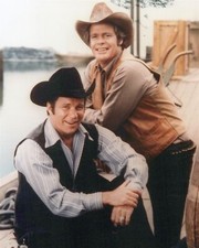 Barbary Coast 1975 TV western William Shatner & Doug McClure on dock 8x10 photo picture