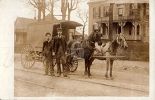 c1910s Grocery Meat Delivery Wagon Man Boy Danville IN RPPC Photo Postcard COPY picture