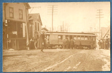 1333 RPPC 1910 Atlantic Shore Line Trolley Wreck Washington St Sanford Me Maine picture