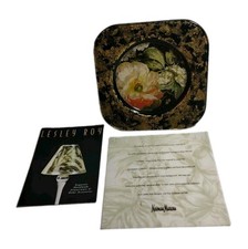 LESLEY ROY DESIGNS PLATE  LEPIDOPTERA COLLECTION, SIGNED GOLD LEAF NEIMAN MARCUS picture